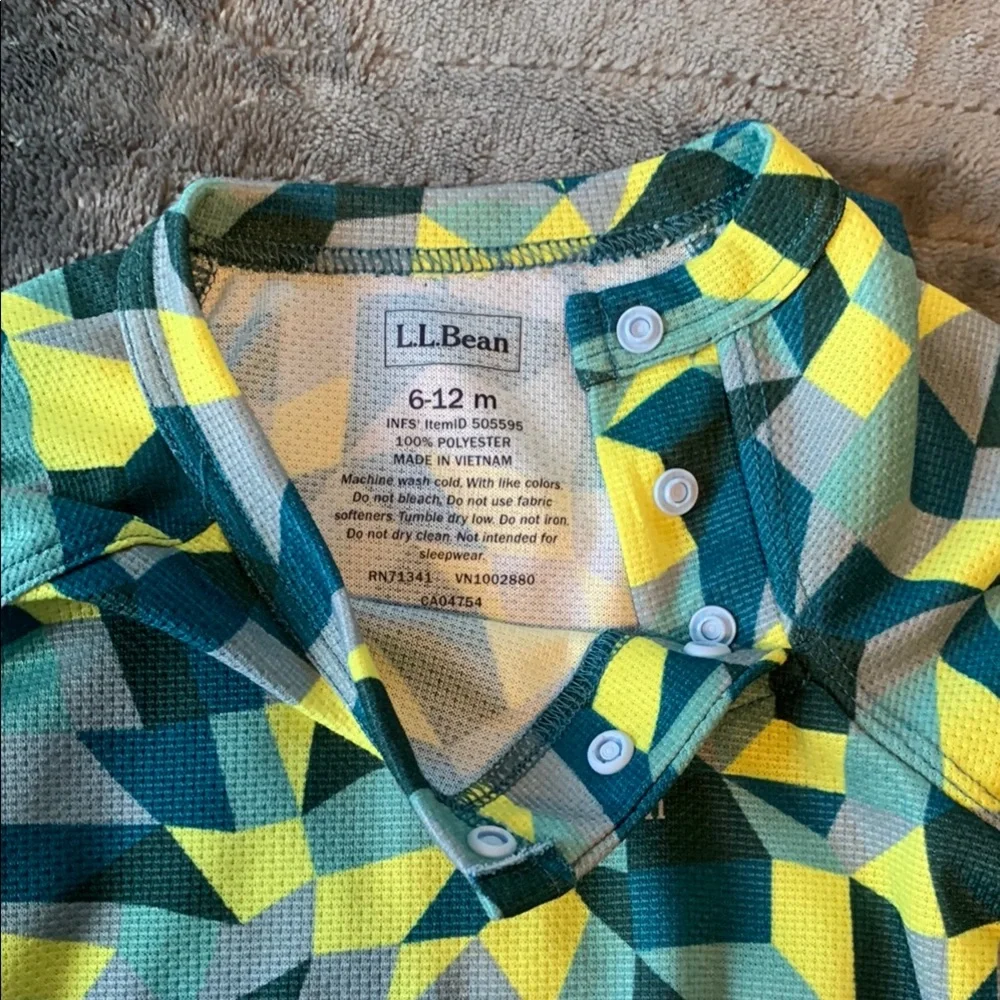 L.L. Bean Geometric Print One-Piece Bodysuit in Yellow, Green, Teal